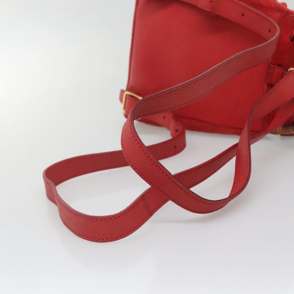 GUCCI Bamboo Backpack Suede Leather Red Gold 003 58 0030 Auth ar13675 - Picture 8 of 16